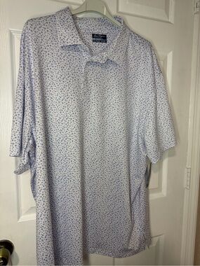 Hogan White Polo with Light Blue Micro Floral Print